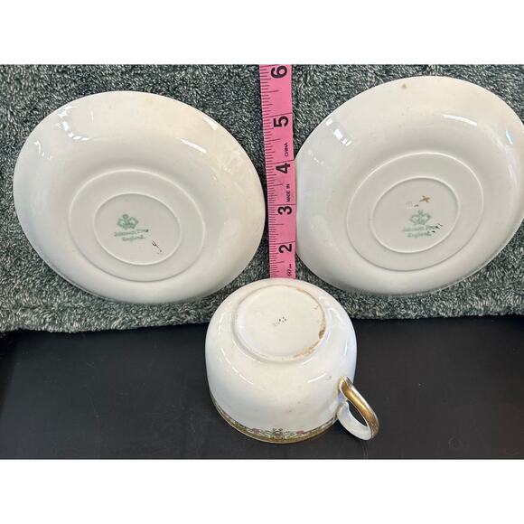 Art Nuevo Tea Cup & 2 Saucers Johnson Bros. England Porcelain - Picture 10 of 12